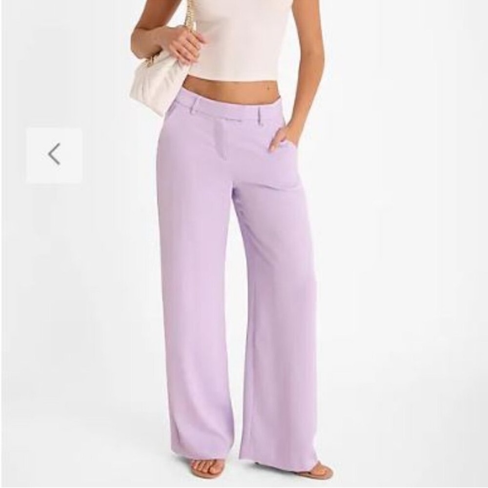 Express Editor Mid Rise Satin Trouser Pant – Lilac Purple – Size 0 Long – NWT